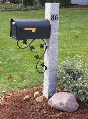 Granite mailbox post by Arthur's Memorials Conway, N.H.